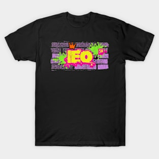 Leo Retro Graffiti Neon 80s Zodiac Birthday Astrology Sign T-Shirt